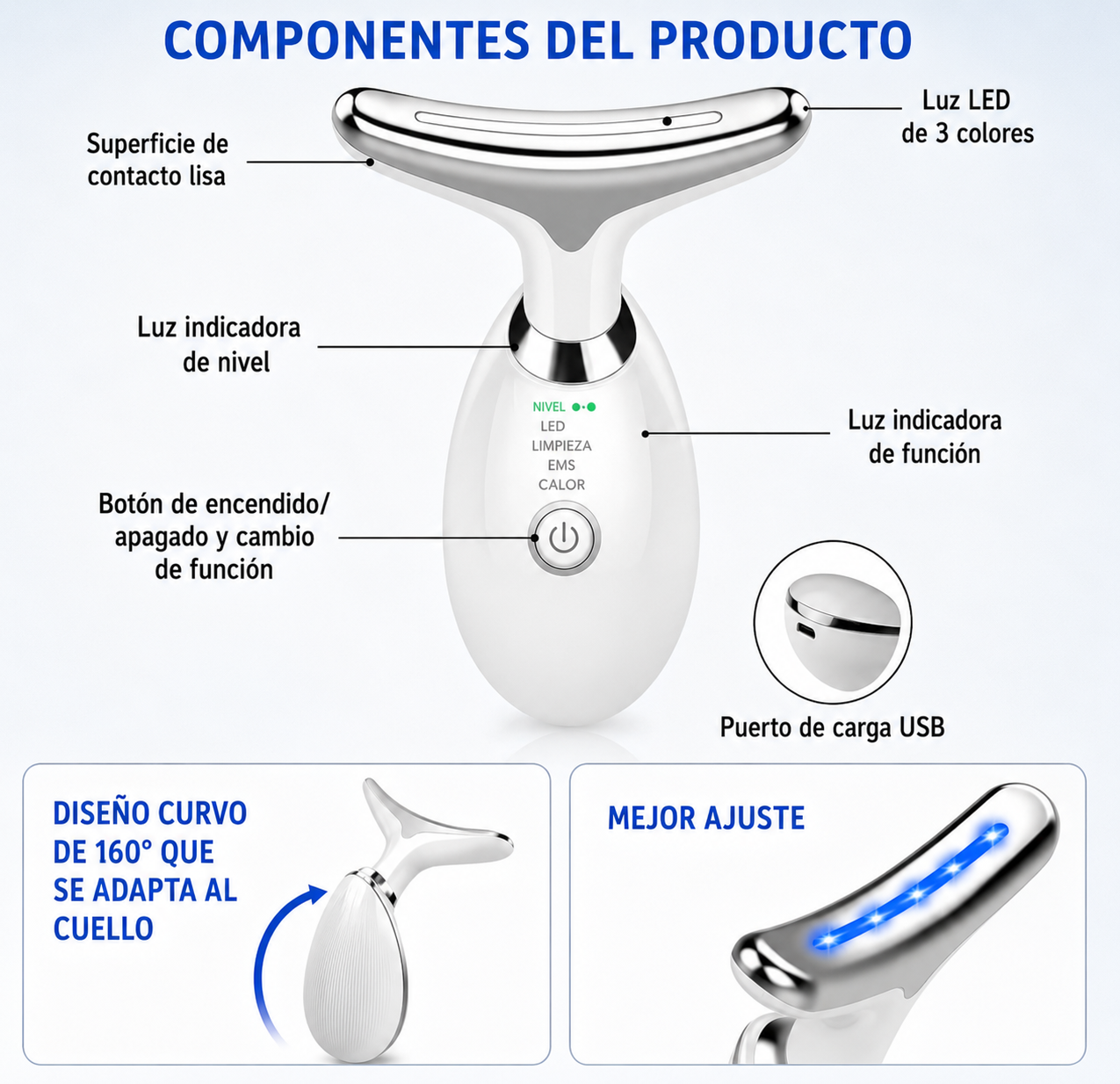 Masajeador Facial Eléctrico Portátil / Reafirma Y Relaja La Piel